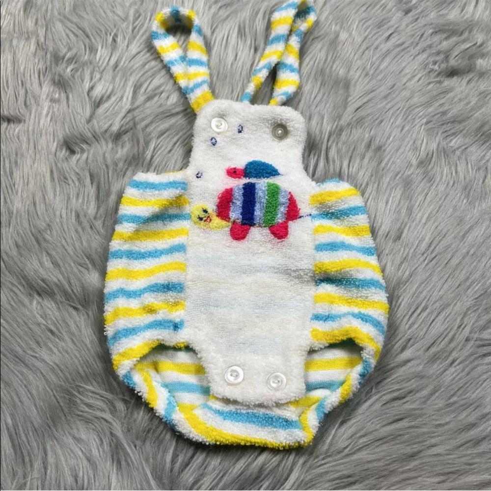 Vintage Kmart Baby Terry Cloth Striped Turtle Romper Sunsuit